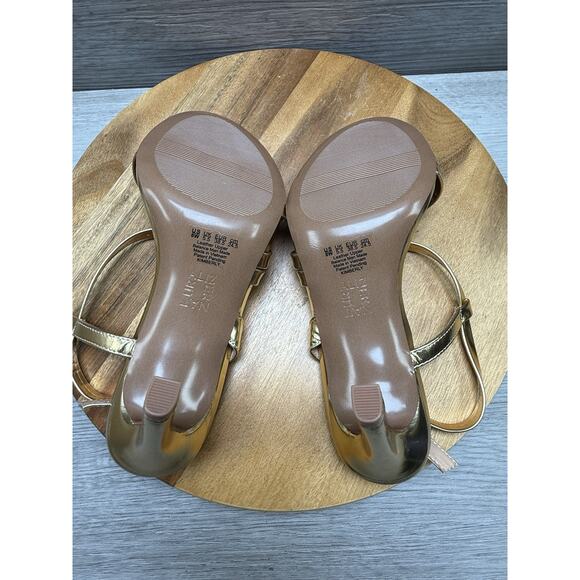 Naturalizer Womens Kimberly Buckle Open Toe Strappy Pumps Gold Sandals Size 8 W - Picture 6 of 6